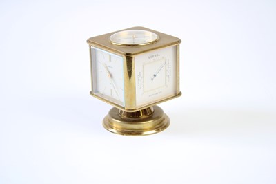 Lot 254 - Mid 20th Century Angelus Brass Cube Desk Clock or Weather Station
