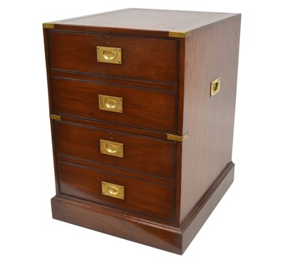 Lot 394 - Kennedy Military Campaign Style Mahogany and Brass Mounted Filing Cabinet