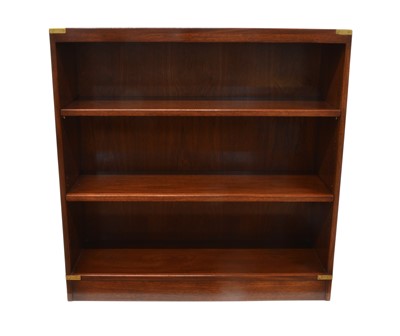 Lot 393 - Kennedy Military Campaign Style Mahogany and Brass Mounted Open Bookcase