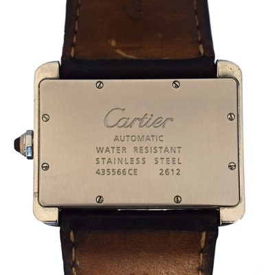 Lot 192 - A stainless steel Cartier Tank Divan Automatic wristwatch