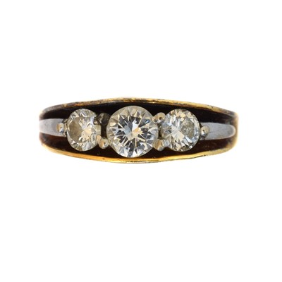 Lot 130 - An 18ct gold diamond three stone ring