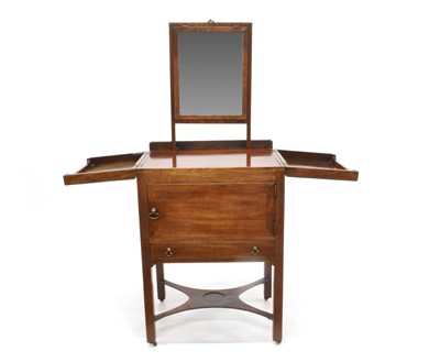 Lot 333 - George III Mahogany Washstand with Fold-out Top and Lifting Mirror