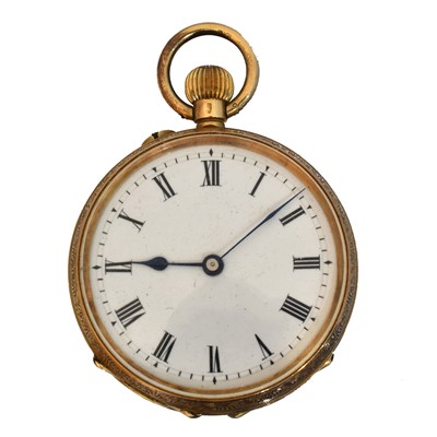 Lot 249 - A 14k open face fob watch by Dimier Freres & Cie
