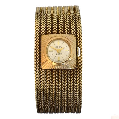 Lot 241 - A 1960s 9ct gold manual wind Trebex bracelet watch