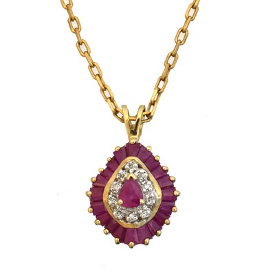 Lot 20 - A 9ct gold ruby and diamond pendant