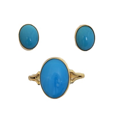 Lot 37 - A group of 9ct gold turquoise jewellery