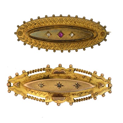 Lot 9 - Two gold diamond brooches
