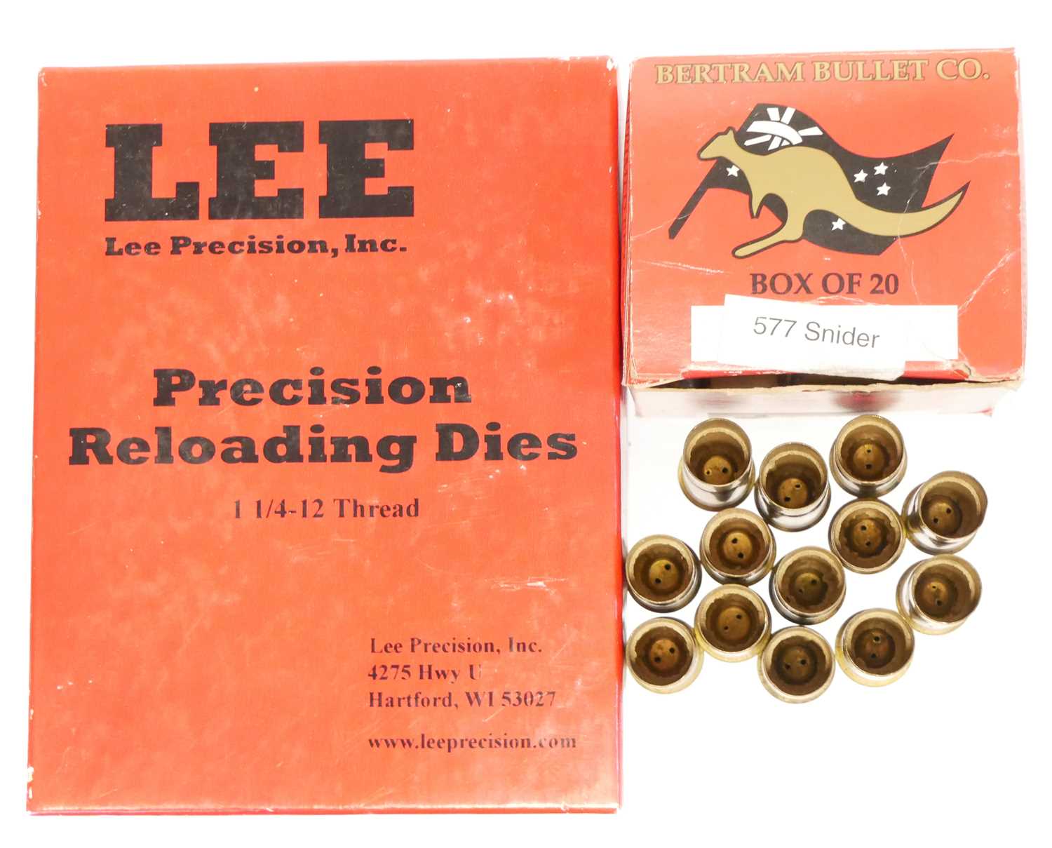 Lot 589 - .577 Snider dies and cases, to include a Lee...