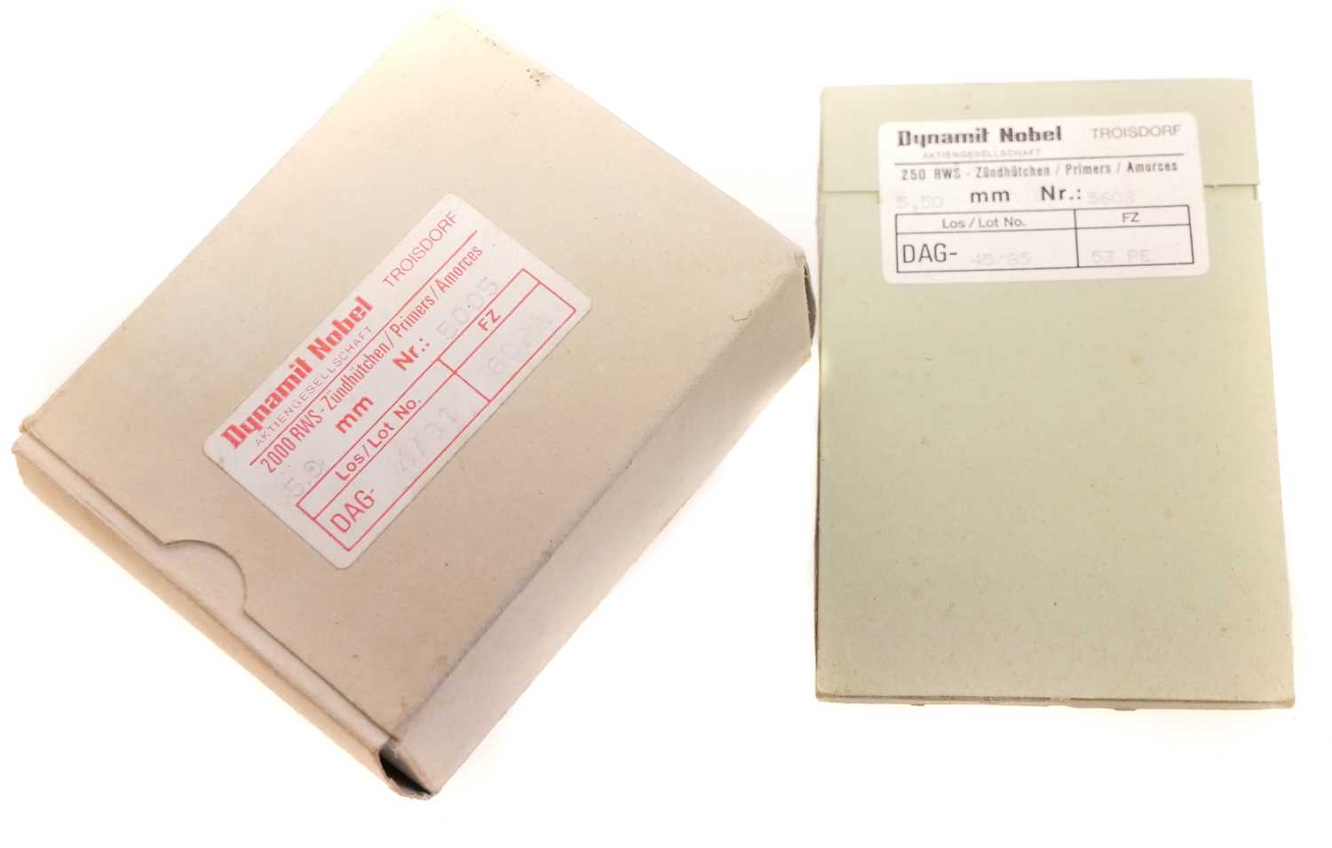 Lot 590 - Dynamit Nobel Berdan primers, 250 large and...