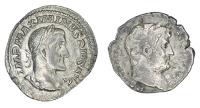 Lot 16 - Hadrian and Maximus Thrax, Two AR Denarii