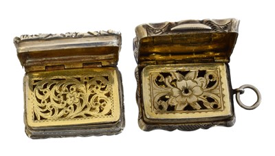 Lot 129 - Two 19th century silver vinaigrettes