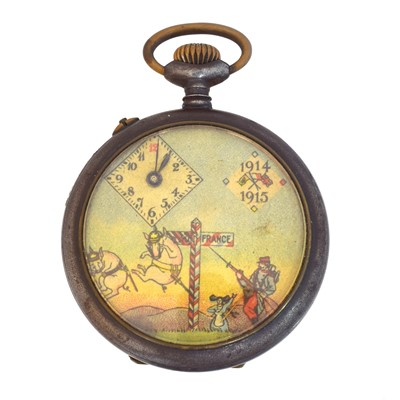 Lot A French WWI novelty open face pocket watch.