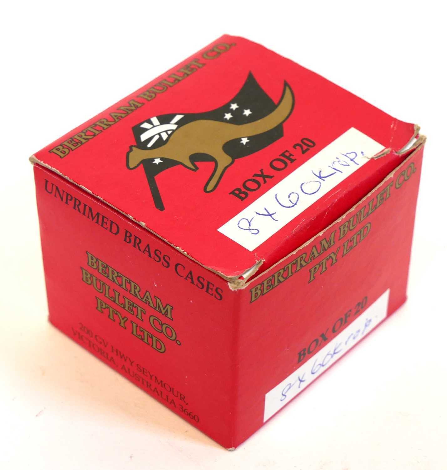 Lot 574 - 8x60R Kropatschek Bertram brass cases, x 20...