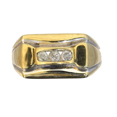 Lot 76 - A 9ct gold diamond three stone ring