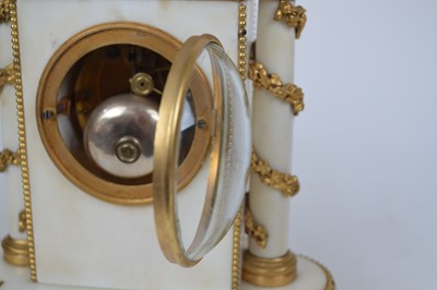 Lot 256 - Late 19th Century French White Marble and Gilt Brass Clock Garniture