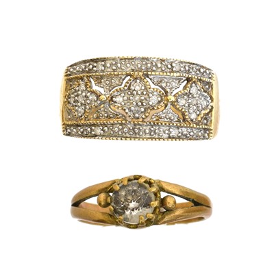 Lot 80 - A 9ct gold diamond band ring