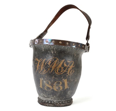 Lot 279 - Early Victorian Painted  Leather Fire Bucket