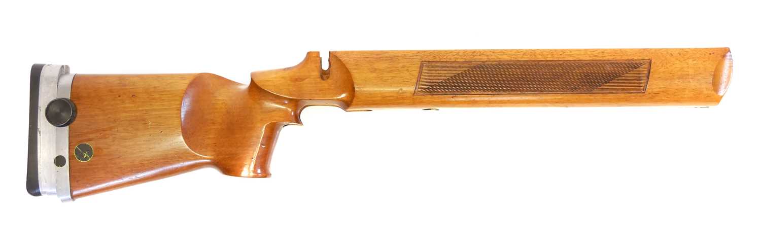 Lot 482 - Target rifle butt stock, with adjustable