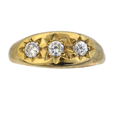 Lot 65 - A 9ct gold CZ three stone ring