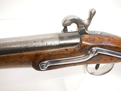 Lot 67 - Percussion 18mm carbine, converted from...