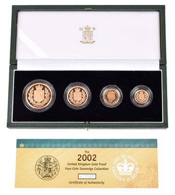 Lot 32 - Elizabeth II, United Kingdom, 2002, Gold Proof Four-Coin Sovereign Collection, Royal Mint.