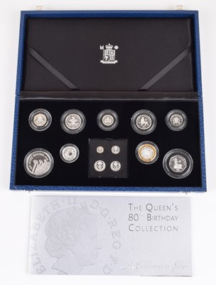 Lot The Royal Mint United Kingdom "The Queen's 80th Birthday Collection - A Celebration in Silver".