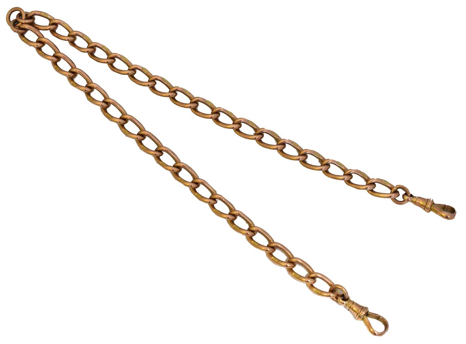 Lot 81 - A 9ct gold Albert chain.