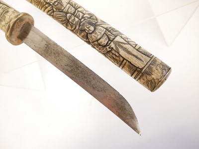 Lot 197 - Japanese bone mounted tanto dagger, 7 inch...