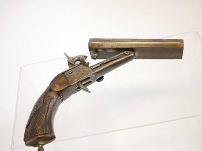 Lot 3 - Belgian 26 bore double barrel pinfire pistol,...