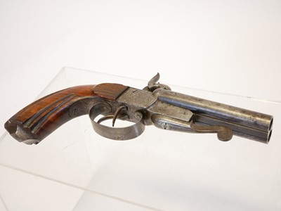 Lot 4 - Belgian 56 bore double barrel pinfire pistol,...
