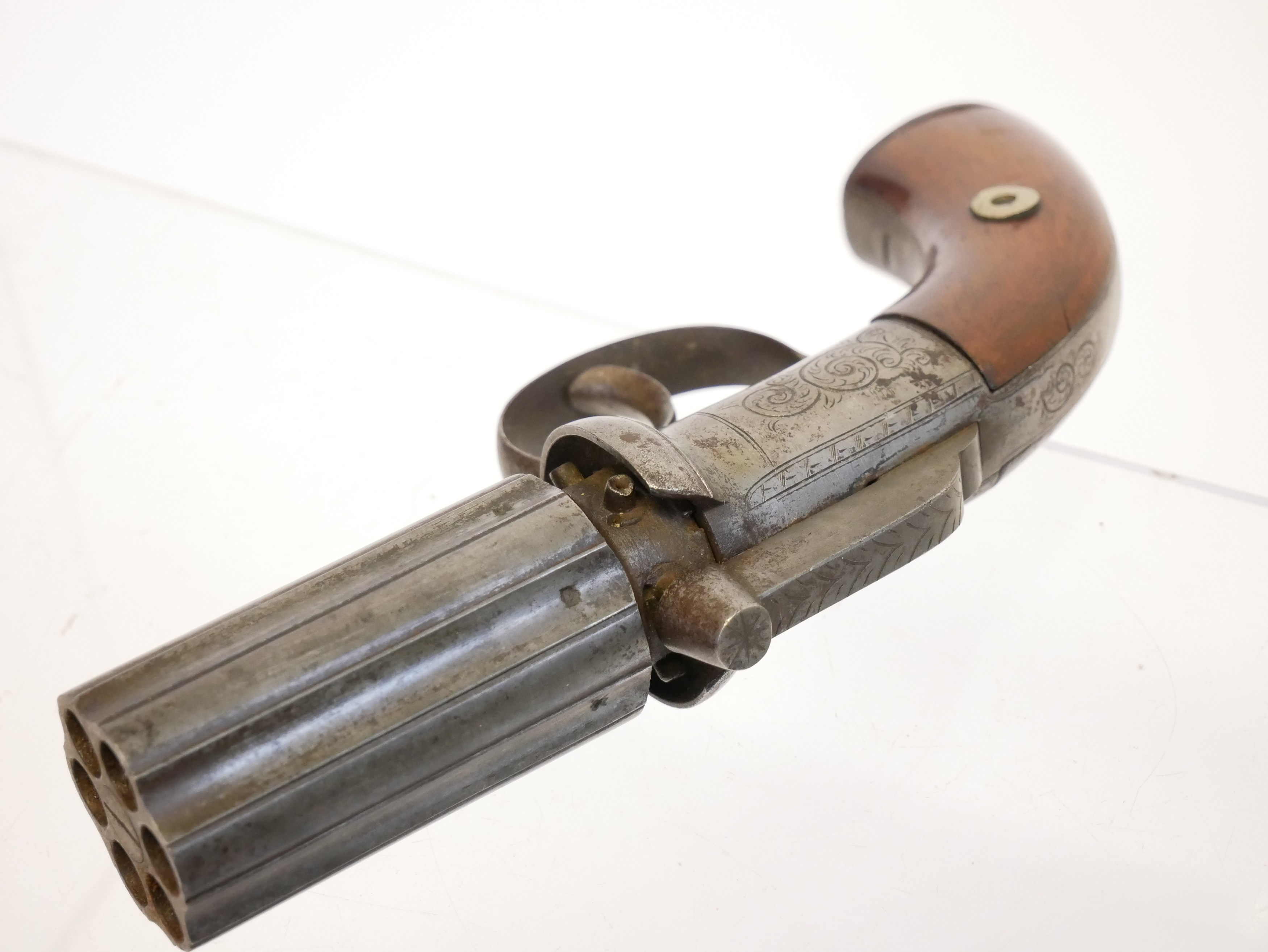 Lot 20 - Percussion pepperbox 100 bore revolver,