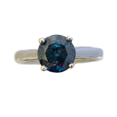 Lot 140 - A colour-treated 'blue' diamond single stone ring.