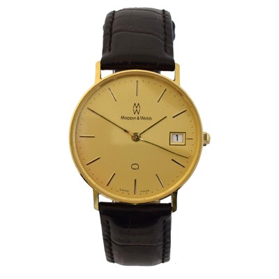 Lot A 9ct gold Mappin & Webb quartz wristwatch.