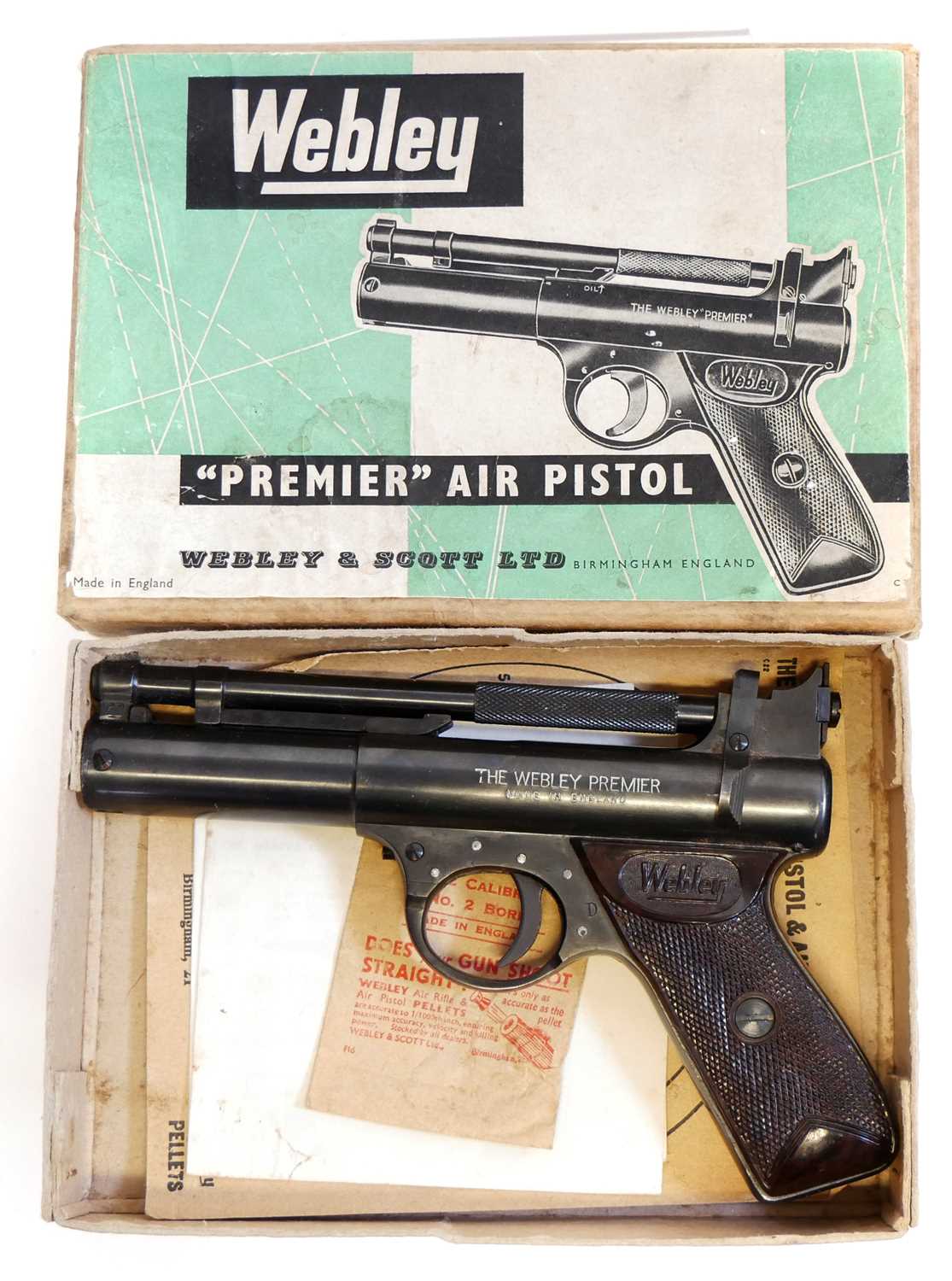 ley Premier boxed .22 air pistol, cylinder number