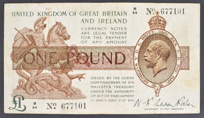 Lot 80 - A First Fisher Issue (September 1919) One Pound banknote.