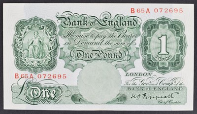 Lot 84 - A Series "A" Britannia Issue One Pound banknote, (October 1934).