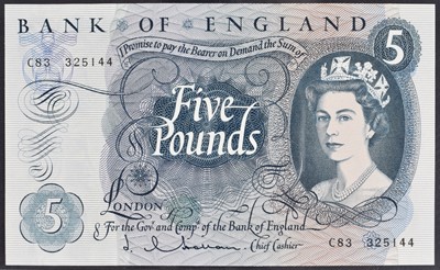 Lot 89 - A Series "C" Portrait Issue (February 1963), Five Pounds banknote.