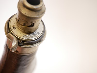 Lot 471 - G& J.W. Hawksley leather covered powder flask...