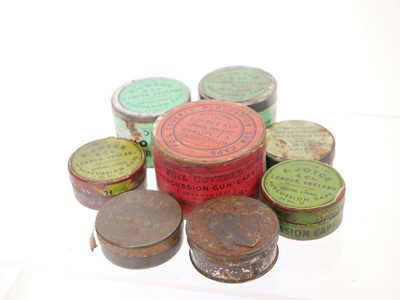 Lot 456 - Eight vintage percussion cap tins and contents...