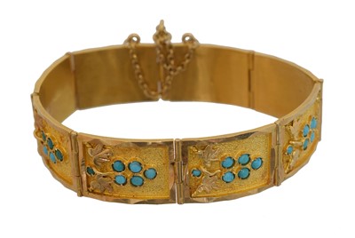 Lot 45 - A turquoise panel bracelet.