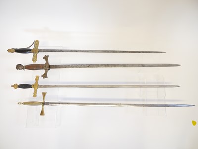 Lot 193 - Four Masonic dress swords, one ricasso stamped...