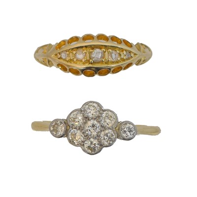 Lot 157 - Two early 20th century diamond dress rings.