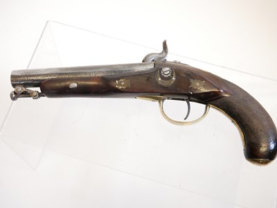 Lot 11 - Percussion overcoat pistol, made up from...