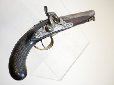 Lot 11 - Percussion overcoat pistol, made up from...