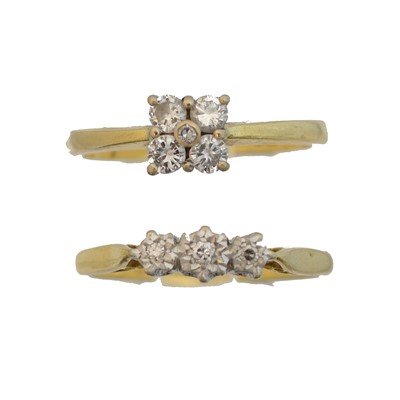 Lot 156 - Two 18ct gold diamond dress rings.