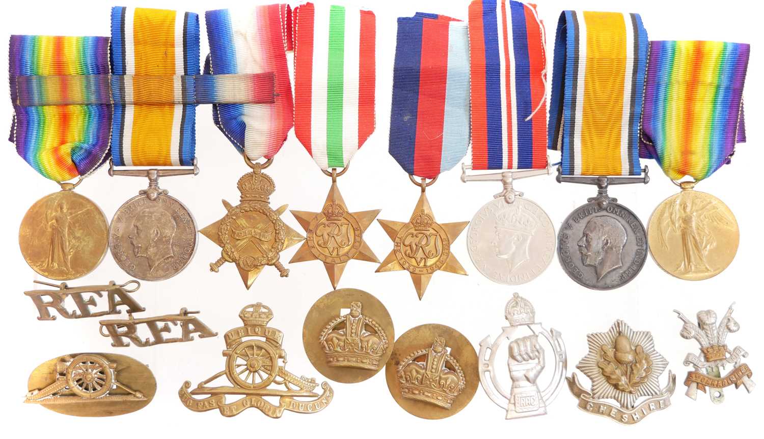 Lot 273 - Family group WWI and WWII Medals, to include...