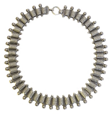 Lot 94 - A Victorian white metal collar necklace.