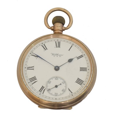 Lot 251 - A 9ct gold Waltham open face pocket watch.