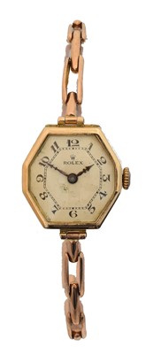 Lot 220 - A 1920s 9ct gold ladies Rolex manual wind wristwatch.