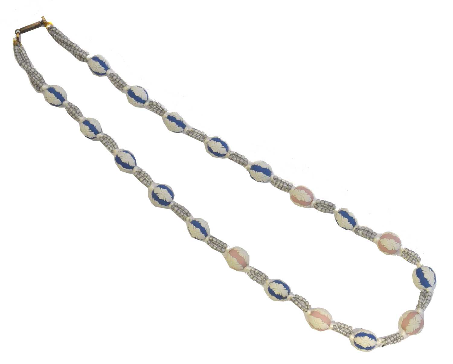 Lot 84 - A strand of 19th century Wedgwood Jasperware beads.